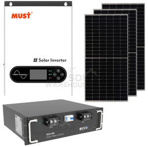 3.6KVA Must Pure Sine Wave Combo 3600 Watt 2.56 KWh Lithium Battery 3X 440w Solar Panels