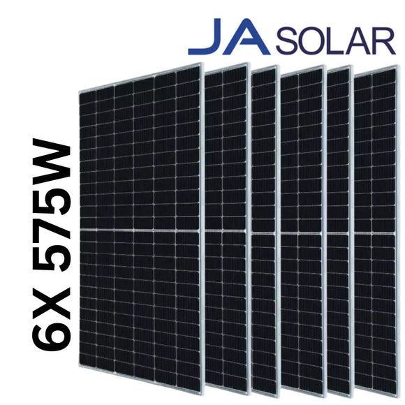 JA 575W Tier 1 Bifacial Mono Solar Panel (JAM66D42-575/MB) 6X PACK