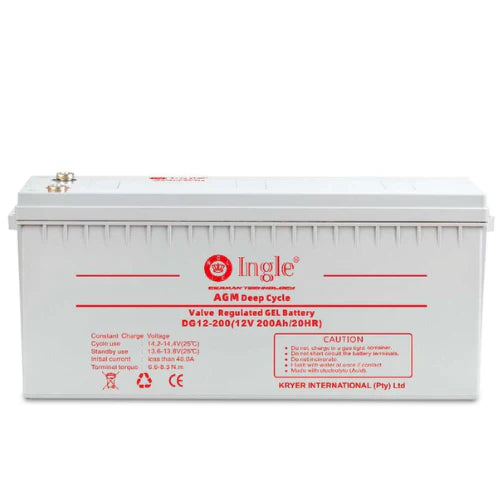 200 Ah 12v Ingle DG12-200 AGM Deep Cycle Valve Regulated Gel Battery