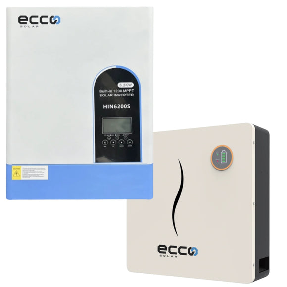 6.2KVA Ecco Pure Sine Wave Load shedding Combo 6200 Watt Must 5.12KWH Lithium Battery