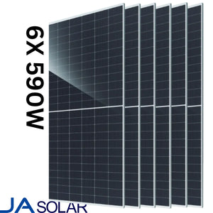 JA 590w Tier 1 Bifacial Mono Solar Panel (JAM72D40-590/MB) (6X PACK)
