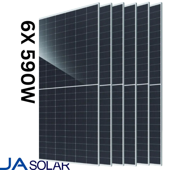 JA 590w Tier 1 Bifacial Mono Solar Panel (JAM72D40-590/MB) (6X PACK)