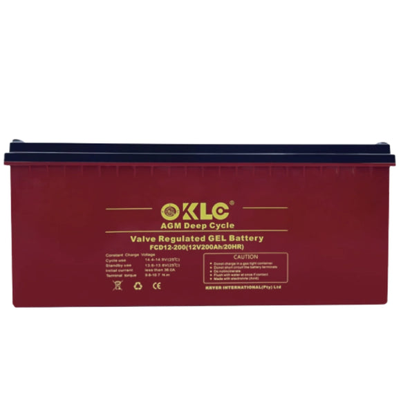 200 Ah 12v KLE-FCD-200AGM AGM Deep Cycle Battery