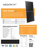 Megatron 550w Tier 1 Mono Solar Panel HZS-550W (6X PACK)