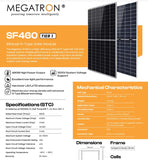 Megatron 460w SG460 Mono Solar Panel Mono Bifacial N-Type Solar Module
