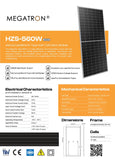 Megatron 560w Tier 1 Mono Solar Panel HZS-560W (6X PACK)
