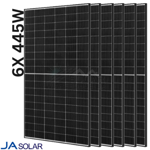 JA 445w Mono JAM54D40-445/LB Solar Panel (Black Frame) 6X PACK