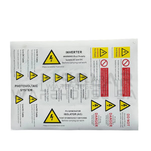 SOLAR INSTALLATION STICKERS / LABELS